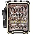 Wifreo 24PCS Tenkara Flies Flies with Waterproof Fly Box Tenkara Fishing Fly.Fly Fishing Flies for Trout, Grayling, Panfish, etc