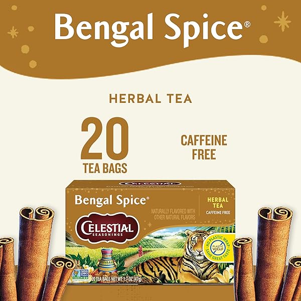 CELESTIAL SEASONINGS BENGAL SPICE HERBAL TEA, 20 TEA BAGS BOX