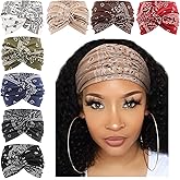 AQOKKA Extra Wide Headbands for Women Large Turban Headband Non Slip Boho Elastic Hairband Hair Twisted Knot Head Bands Accessories