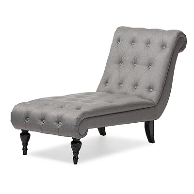 Baxton Studio Layla Mid-Century Retro Grey Fabric Chaise