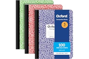 Oxford Composition Notebooks, 3 Pack, Cover Colors Vary, Wide Ruled Paper, 9-3/4 x 7-1/2 Inch School Journals, Assorted Marble Covers, 100 Sheets per Book (1002517)