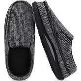 KuaiLu Mens Memory Foam Moccasin Slippers Arch Support Cushion Yoga Foam Fuzzy Zipper House Shoes with Indoor Outdoor Rubber Sole