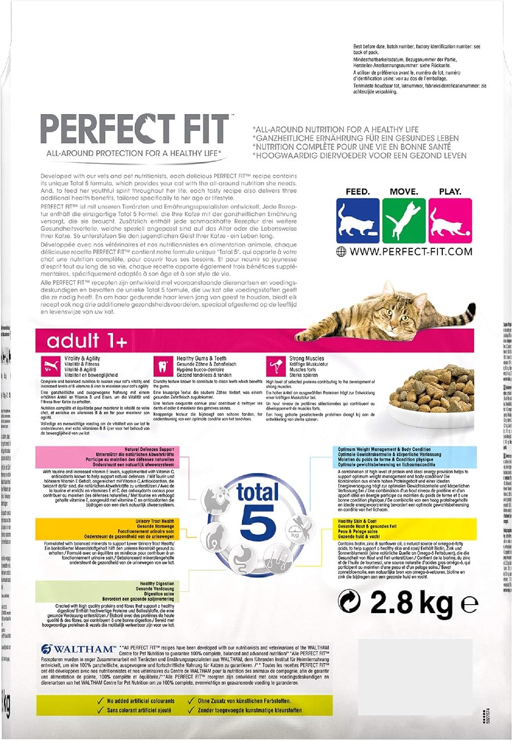Perfect Fit 1+ Adult Chicken 3 x 2.8 kg Bags, Complete Premium Dry Cat Food, red, 2.8 kg (Pack of 3) - Image 3