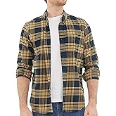 Dubinik® 6 oz Flannel Shirt for Men Plaid Mens Button Down Long Sleeve Shirts Cotton Casual