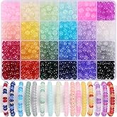 720pcs Abacus Glass Beads for Bracelet, Crystal Beads for Jewelry Making, 24 Colors Gemstone Rondelle Beads Spacer Bead for Bracelet Necklace DIY Crafts Jewelry Making, 5x8mm