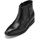 CALTO Men's Invisible Height Increasing Elevator Shoes - Black Premium Leather Lightweight Zipper Boots - 2.8 Inches Taller - Y70621 - Size 12 D(M) US