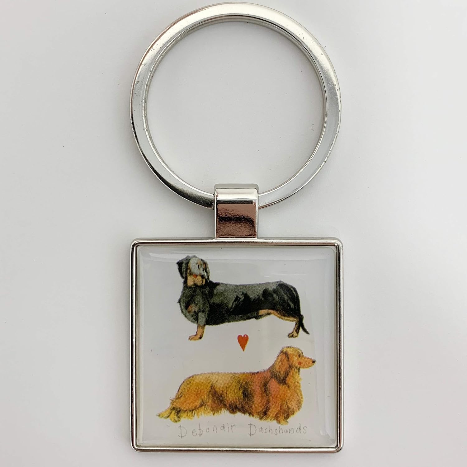 Alex Clark Debonair Dachshunds Dog Keyring, White, 35mm x 35mm x 75mm