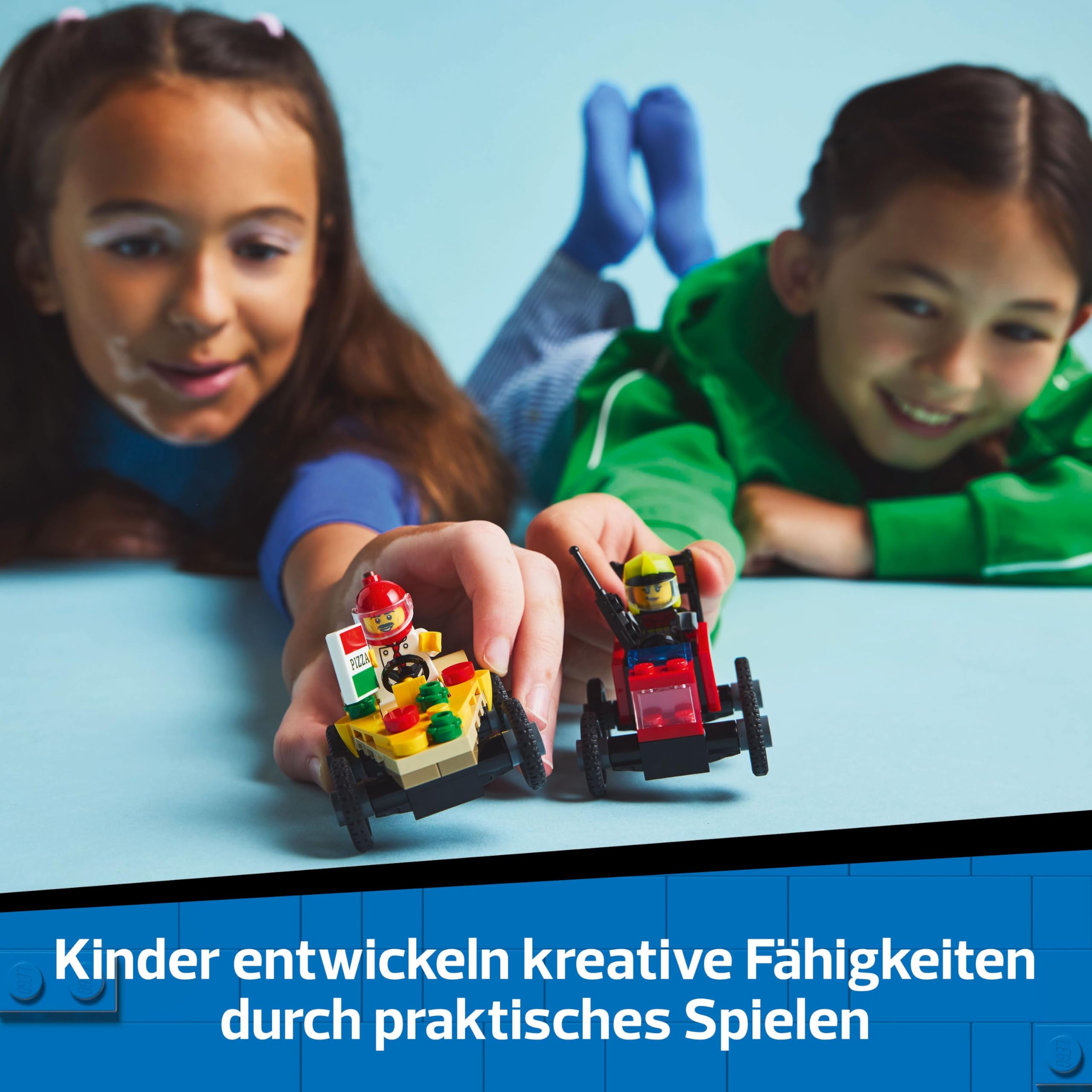 LEGO City Pizzalieferwagen vs. Löschauto - Seifenkisten Spielzeug für Mädchen und Jungen ab 5 Jahren - Bauset mit 2 Fahrer Minifiguren - Geschenk zum Geburtstag & für die Feiertage 60458 5