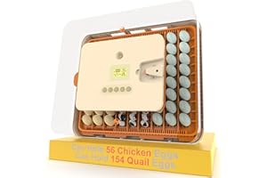 VIOPUMPO Egg Incubator for Hatching 56-154 Chicken/Quail/Turkey Eggs, 360° View Poultry Incubators with Automatic Egg Turning/Humidity Control&Alarm/Auto Water Adding/Adjustable Tray, for Beginner/Farm/Home