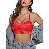 Avidlove Lace Bralettes for Women Padded Bralette Camisole Racerback Crop Top Floral Lace Bralettes V Neck