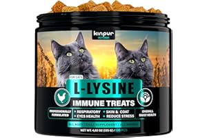 KINPUR PET CARE Lysine Cat Treats with Natural Vitamins & Trace Minerals - Daily Immune Support for Cats & Kittens That Eases Sneezing, Runny Nose, Watery Eyes - Promotes Respiratory Health, Normal Eye Function 135