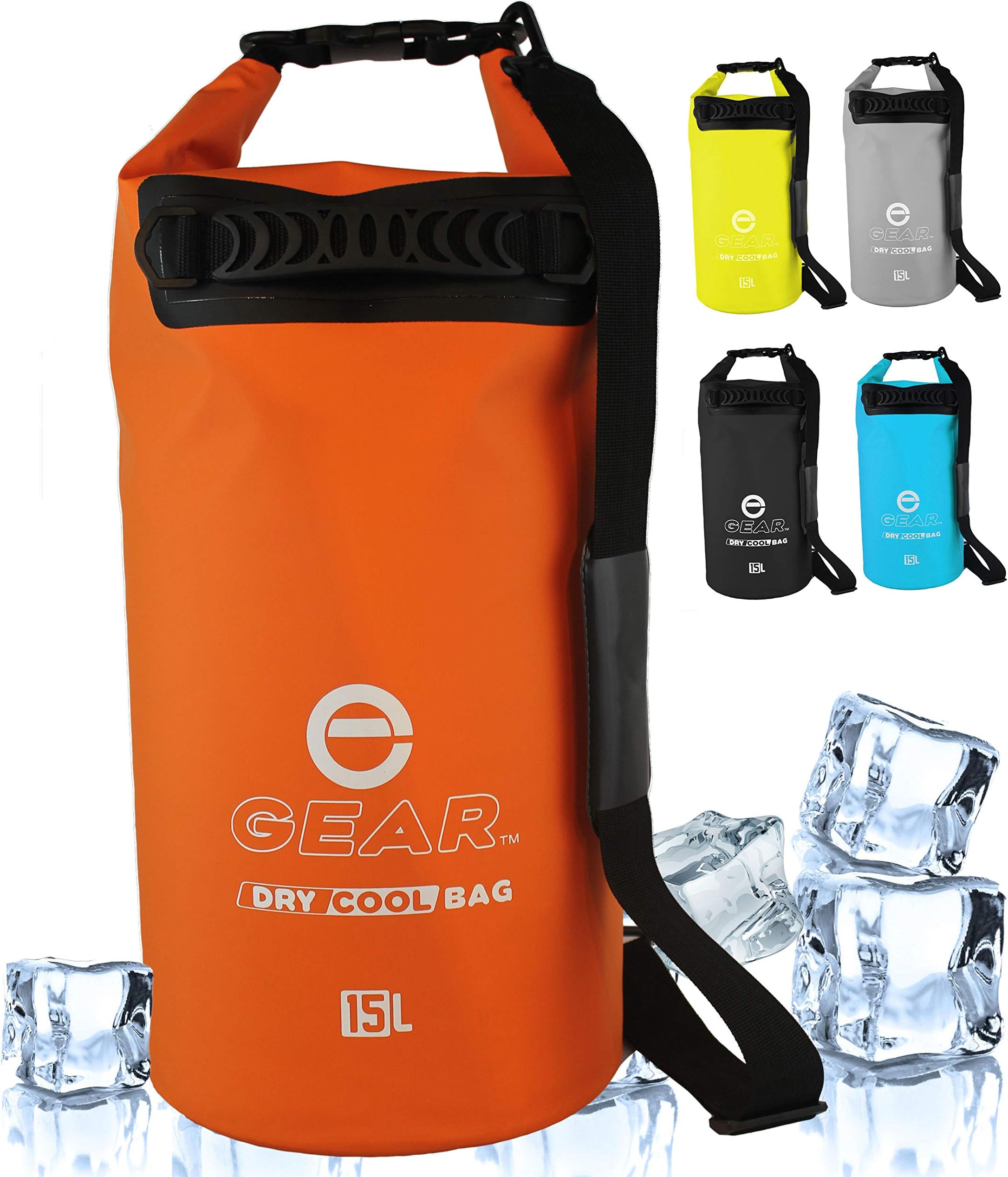 Enthusiast GearFloating Cooler Bag Roll Top Insulated Dry Backpack Leak Proof, Collapsible, Waterproof Cooler with Padded Shoulder Strap - Perfect for Kayaking Fishing Beach Hiking -15L