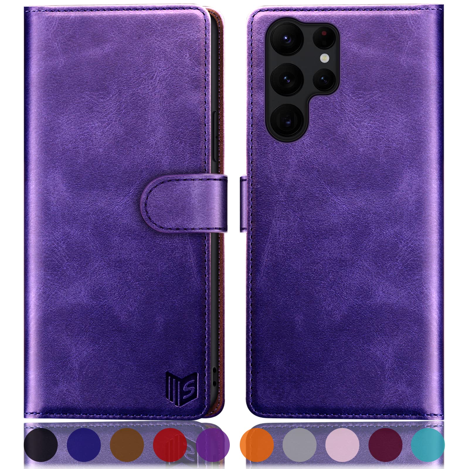 SUANPOT for Samsung Galaxy S24 Ultra Wallet case with RFID Blocking Credit Card Holder,Flip Book PU Leather Protective Cover Women Men for Samsung S24Ultra Phone case Purple