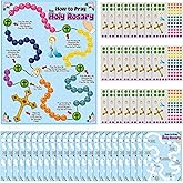 Motipuns 24 Sets Pray The Rosary Sticker Scene Set Religious Stationery Stickers for Crafting Classroom Activities Bible Lessons and Faith Based Projects