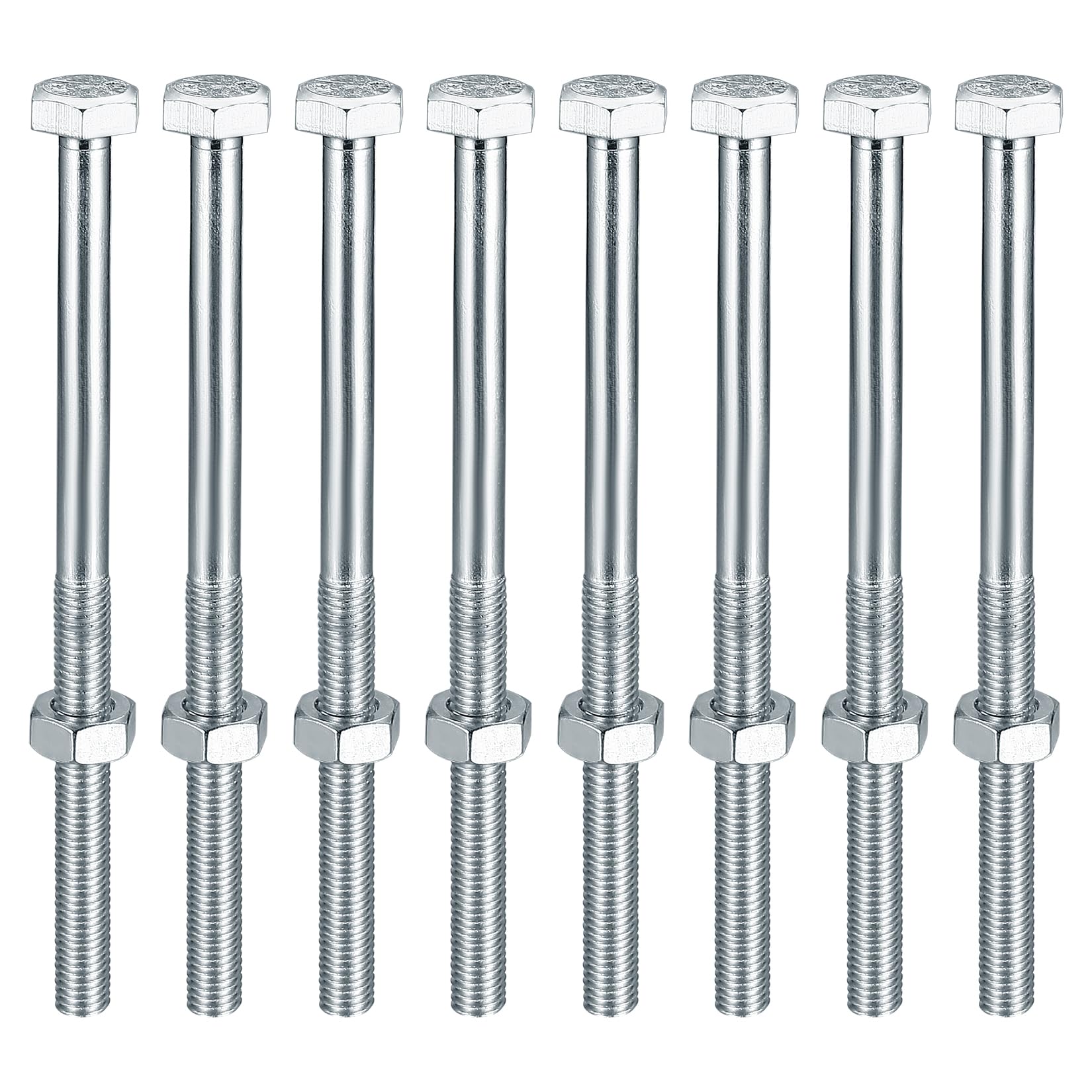 8 Pcs M10x160 Hex Bolts and Nuts Set, Hex Head Screws, Part Threaded Hexagon Machine Screws Nuts and Bolts Sets for Bike Mechanical — image 1