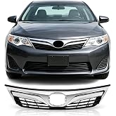 Front Bumper Upper Grille Compatible with 2012-2014 Toyota Camry LE XLE | Replace for TO1200343 5310106560 | Upper Grill Only Fit for Camry LE XLE | Chrome Shell and Painted Black Insert Upper Grill
