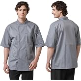 Guolamy Unisex Chef Coat Short Sleeve Breathable Jacket Shirt 28180