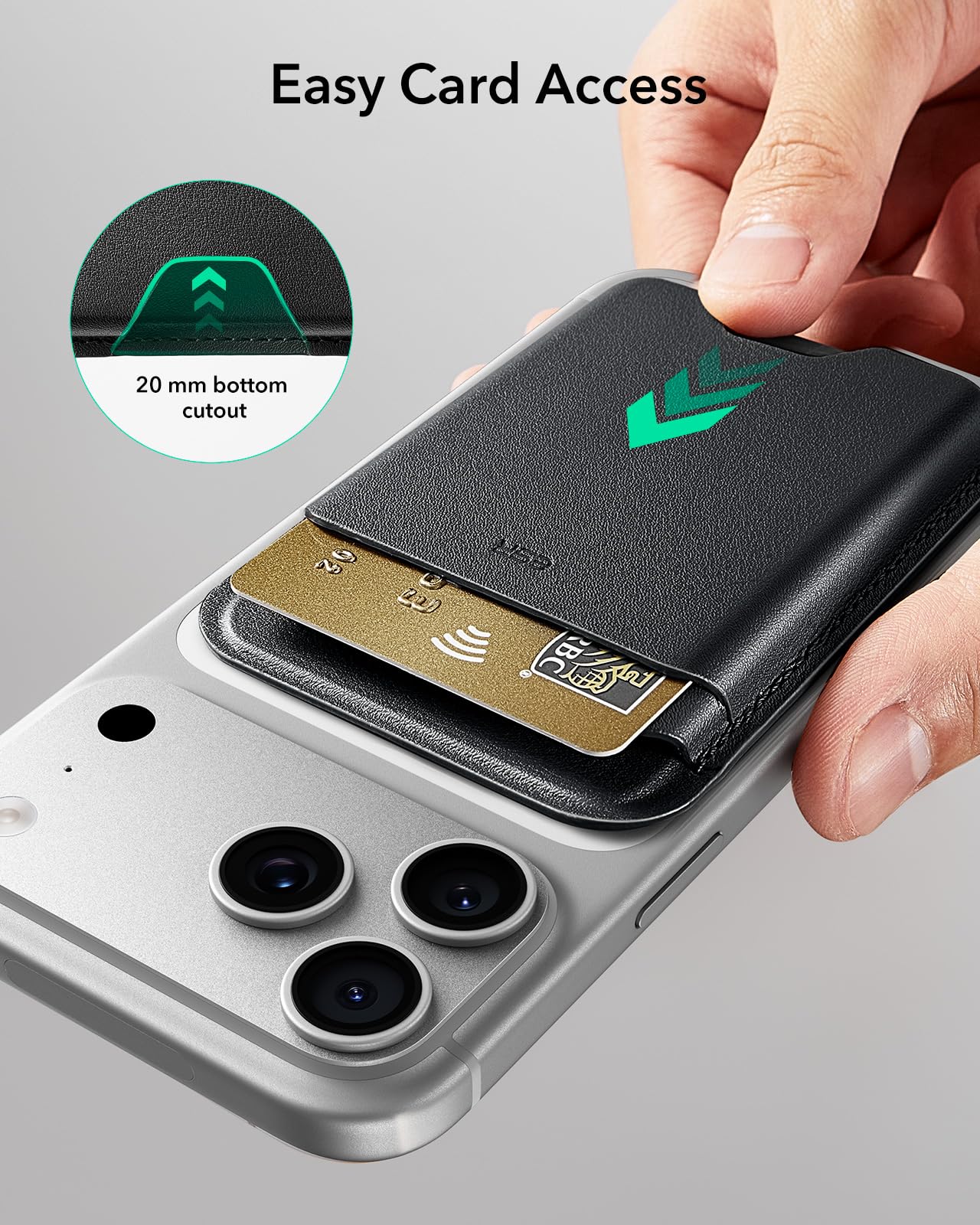 ESR for MagSafe Wallet, 5-Card Holder With RFID Blocking, MagSafe Sticker Included, Slim Magnetic Wallet for iPhone 17/16/15/14/13/12 Series and Selected Samsung Devices, Not for 13/12 Mini, Black