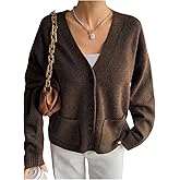 SOLY HUX Women's Button Down Oversized Cardigan V Neck Long Sleeve Knit Sweater Coat with Pocket