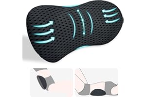 kasney Lumbar Support Pillow, Back Pillow for Low Back Pain Relief, Ergonomic Streamline Car Seat, Office Chair, Recliner and Bed (Black)