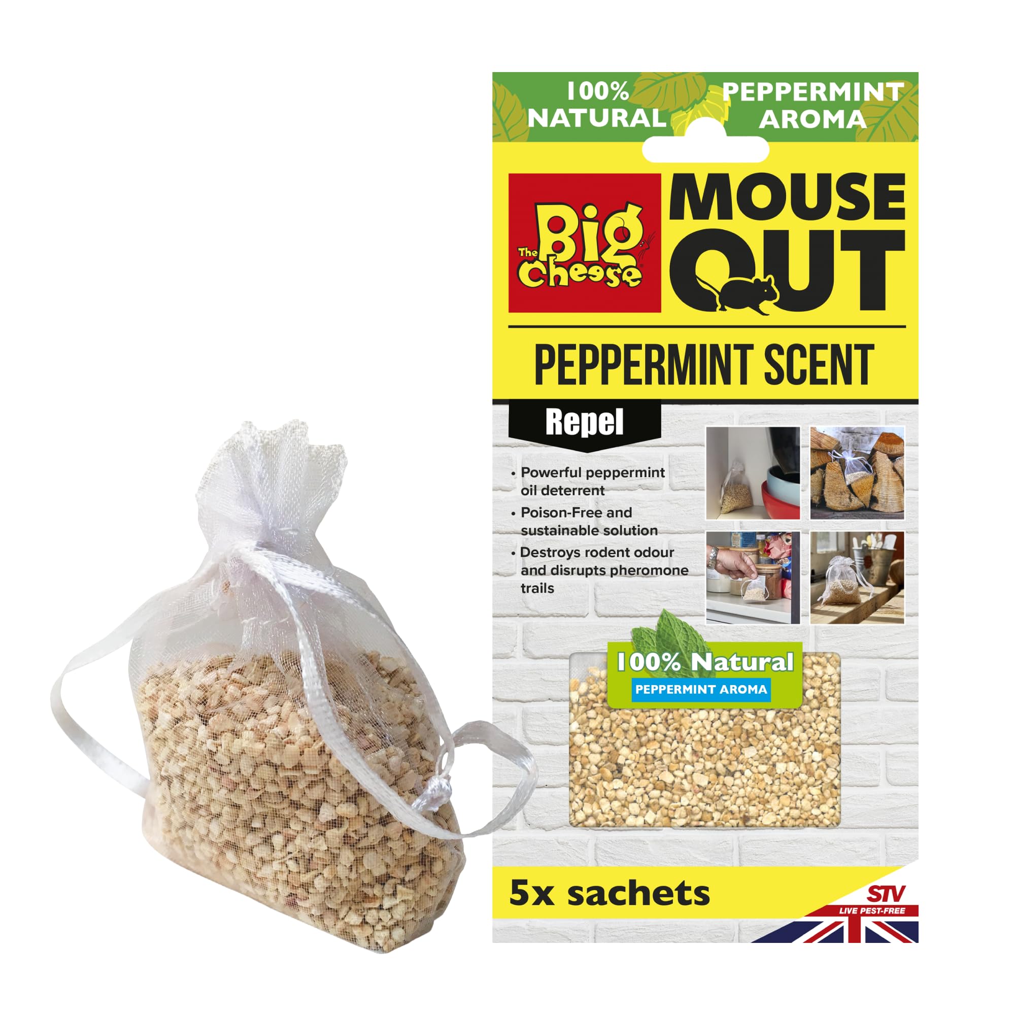 Anti Mouse Scent Sachet - 5-Pack Mouse Deterrent Mint Scented Non-Toxic, Ready-To-Use Place in Food Storage Areas such as Pantries