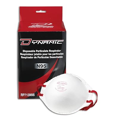 Dynamic Safety RP713N95 Standard N95 Disposable Respirator Without Exhalation Valve, One Size Pack of 20