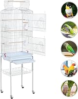 Yaheetech Metal Bird Cage Small Bird Parrot Cage Open Top Rolling Stand view 4