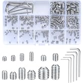 240 Pcs Set Screws Assortment Kit (M3,M4,M5,M6,M8) with Allen Keys | 304 Stainless Steel for Bathroom Fixtures, Light Fixture Screws, Door Knobs, Faucets, Plumbing, and More
