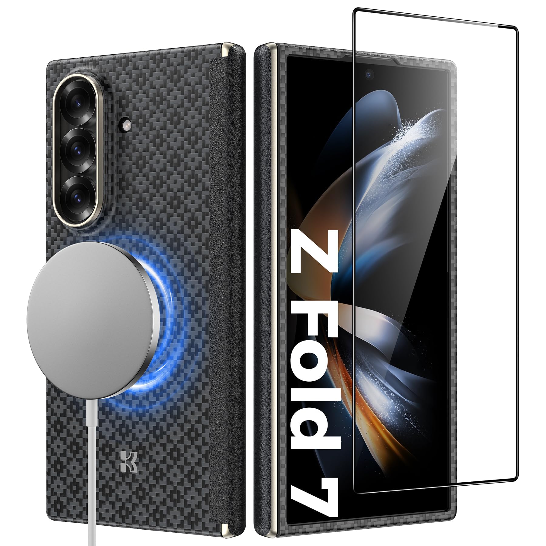 Photo 1 of BENKS for Samsung Galaxy Z Fold 7 Case with Screen Protector, MagSafe-Compatible Kevlar Case, Hinge Protection Shockproof Magnetic Phone Case for Z Fold 7, ArmorGrid ArmorAir Grand Combo