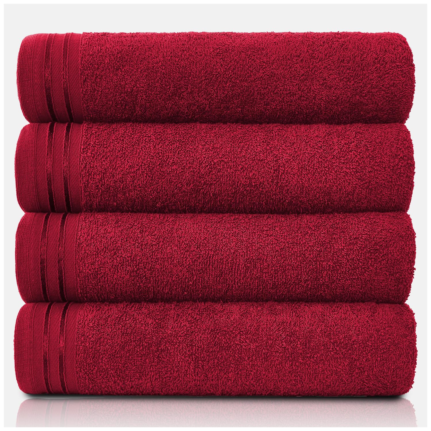 GC GAVENO CAVAILIA Large Towels Bath Sheet - Highly Absorbent Egyptian Cotton Towel Set - 4 Pack Extra Soft Large Bath Towel Red - Quick Dry Bath Sheets - 450 GSM Washable Towels, 75 x 135 cm