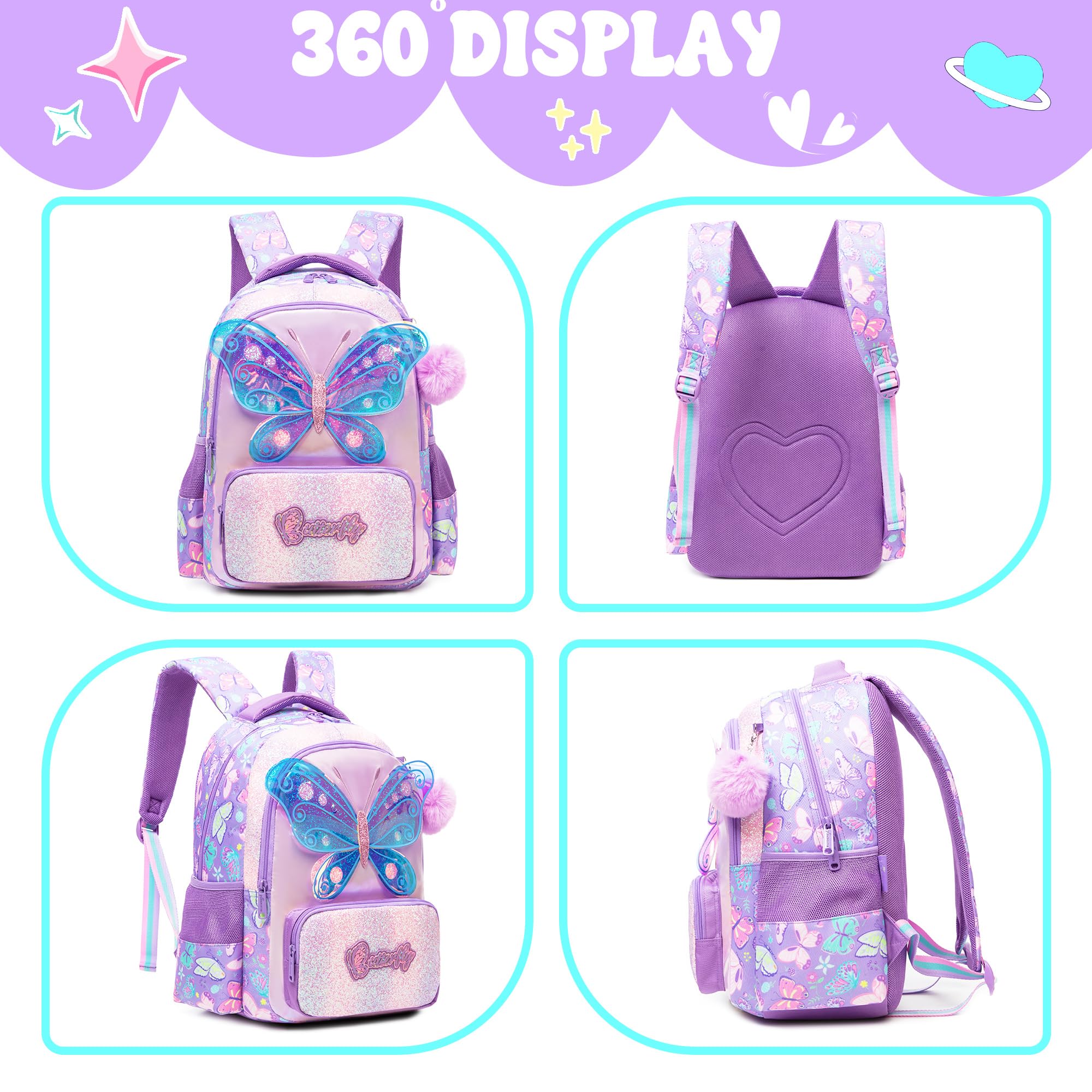 Meetbelify Kids School Backpacks for Girls Boys Backpack with Lunch Bag for Elmentary Students