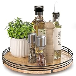 12" Lazy Susan Oak Wood Turntable Organizer for
