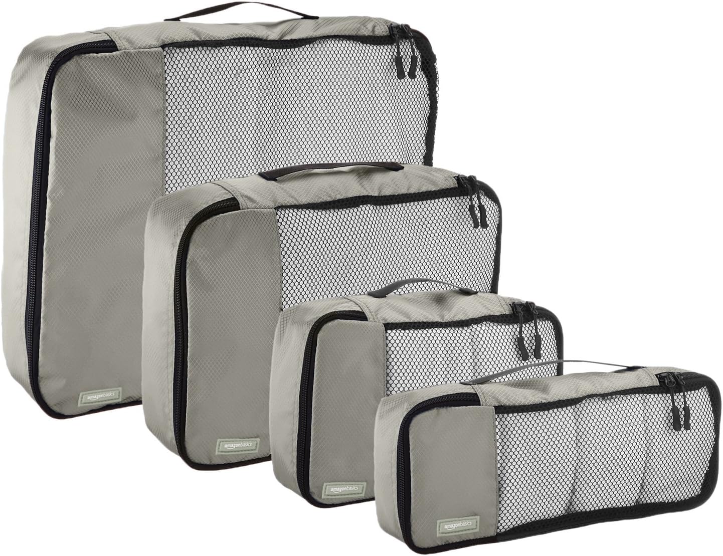  | Basics 4 Piece Packing Travel Organizer Cubes Set, Grey | Packing Organizers