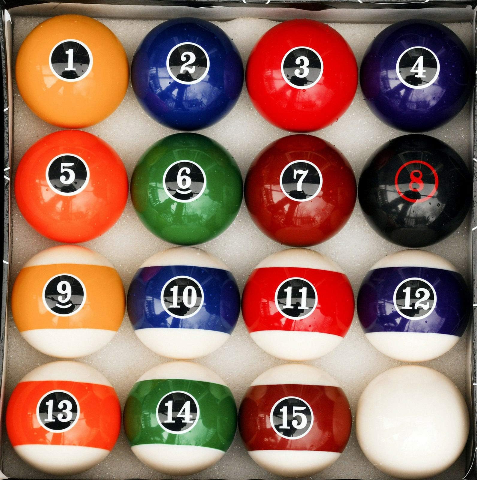 Kanizz Traditional Red Circle 8th Ball Collectible Pool Ball, Set Reg 2 1/4" Standard Billiard Ball Weight 6 Oz, Great for Home Pub Restaurant Sports Club Fitness Competition Game Room