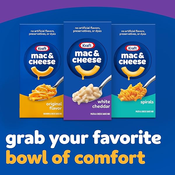 KRAFT MAC & CHEESE, 1 BOX, FOR EASY DINNER OR DINNER SIDES, WHITE CHEDDAR, NO ARTIFICIAL FLAVORS, PRESERVATIVES OR DYES, 7.3 OZ
