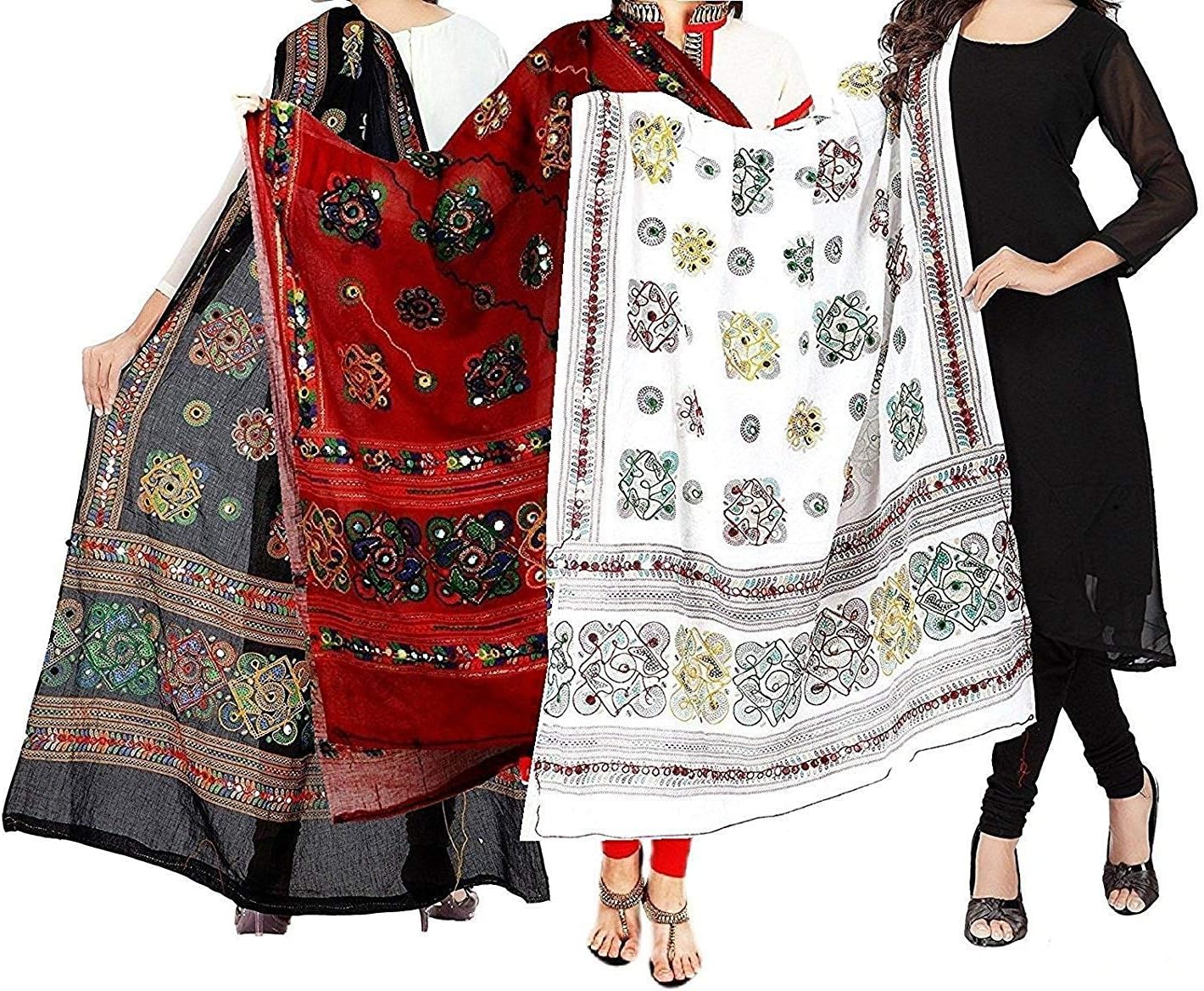 Chanchal FASHION Women's Cotton Pack Of 3 Dupatta (chanchal dupatta_5091_multicoloured_ Free Size)
