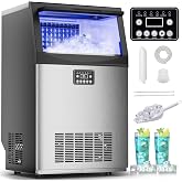 Mountman Commercial Ice Maker,110lbs/24H,36 Cubes in 14 Mins,Stainless Steel Ice Machine with 33lbs Storage Capacity,Self-Cleaning,Water Filter,Under Counter/Freestanding Ice Maker for Cafe,Home