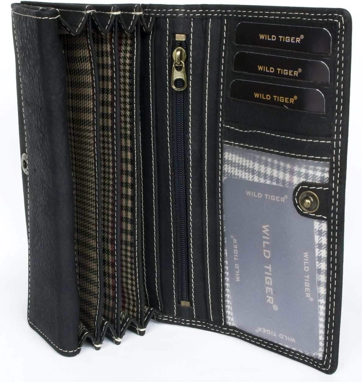 Wild Tiger Women's Dark Grey Genuine Leather Wallet - Image 4