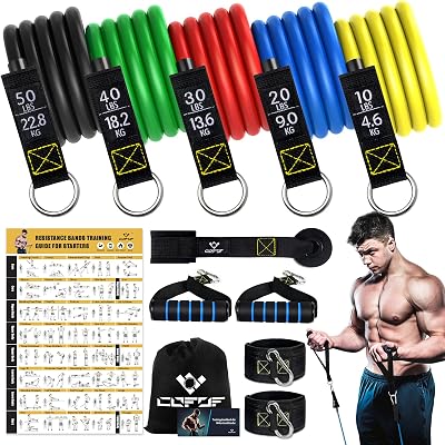 COFOF Resistance Bands Set with Handles 150 lbs Stackable Gym Bands