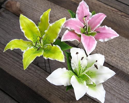 Amazon Com Wedding Hair Accessory Realistic Lilly Flower For