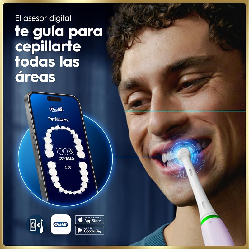 Escova de dentes elétrica oral-b io 9 com cabo recarregável, 1 cabeça, estojo de viagem com carregador e estojo magnético, projetada pela braun, presentes originais para mulheres e homens - rosa