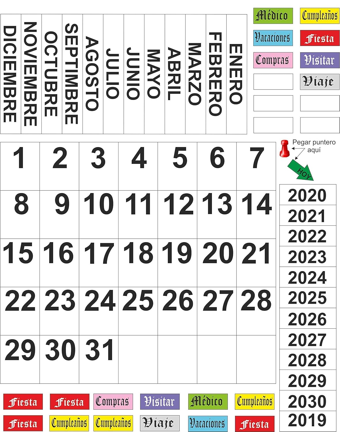 Calendario magnético nevera perpetuo: Amazon.es: Handmade