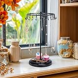 BELLE VOUS Black Rotating Jewellery Stand 23 Hooks Necklace Earring Holder view 7
