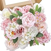 Serwalin Artificial Flowers Pink Peonies Flowers Fake Wedding Flowers Cake Flower Box Set for DIY Wedding Bouquets Bridal Shower Centerpieces Floral Arrangements Party Decor