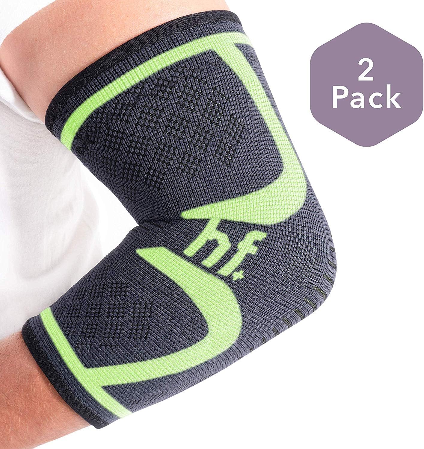 Recovery Elbow Brace Compression Sleeve and Pain Relief | Highest Content Elbow Brace for Women and Men | Support for Tendonitis, Weight Lifting, Workouts, Bowling, Golfers and Tennis Elbow, Arthritis
