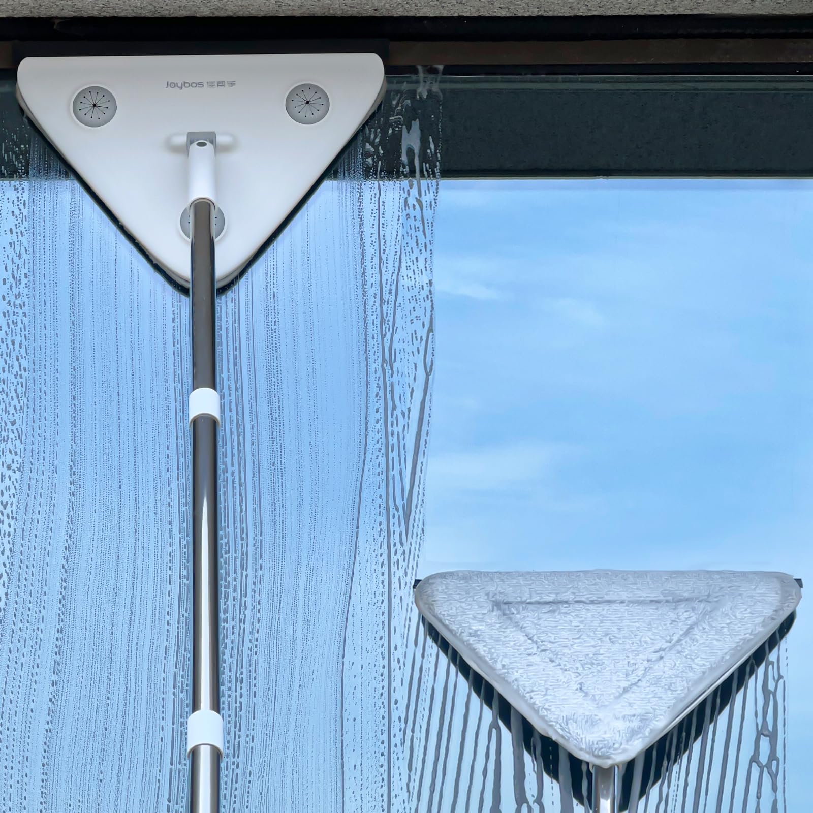Photo 1 of CTIME 78'' Window Squeegee with Extension Pole, 3-in-1 Professional Window Cleaning Kit, Triangle Outdoor Window Cleaning Tools for Hard-to-Clean Corners