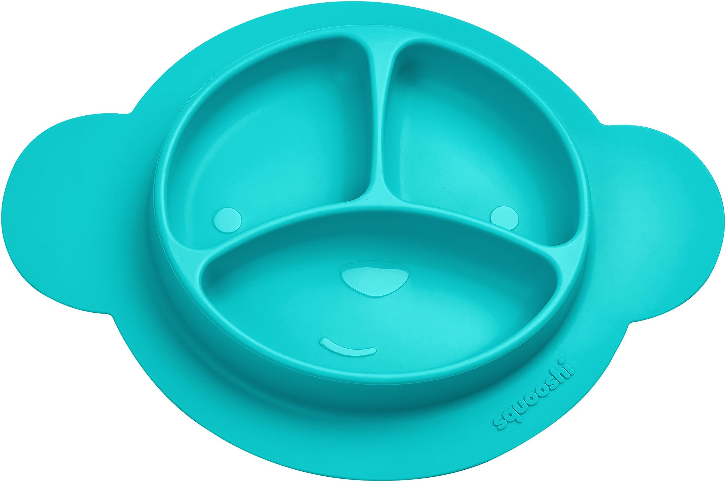 Squooshi Silicone Divided Dish - Fun Placemat - Easy to Clean - Dishwasher and Microwave Safe - Soft and Unbreakable - FDA Certified Silicone - Great for Baby or Older Kids - Blue