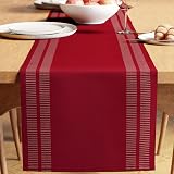 Encasa XO Dining Table Runner 32x183 cm Red Fine Rib Cotton