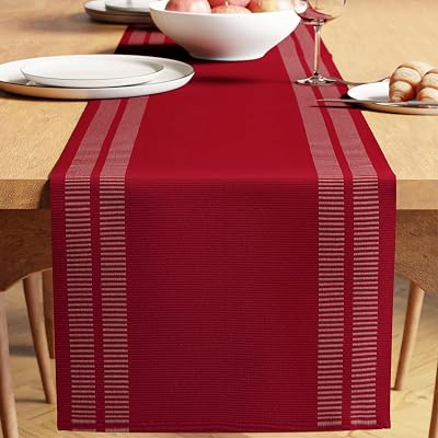 Encasa XO Dining Table Runner 32x183 cm Red Fine Rib Cotton