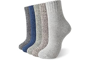CANDSLIKY 5 Pairs Wool Socks for Women - Winter Thick Boot Cozy Crew Vintage Soft Calf Knit Warm Socks Gifts